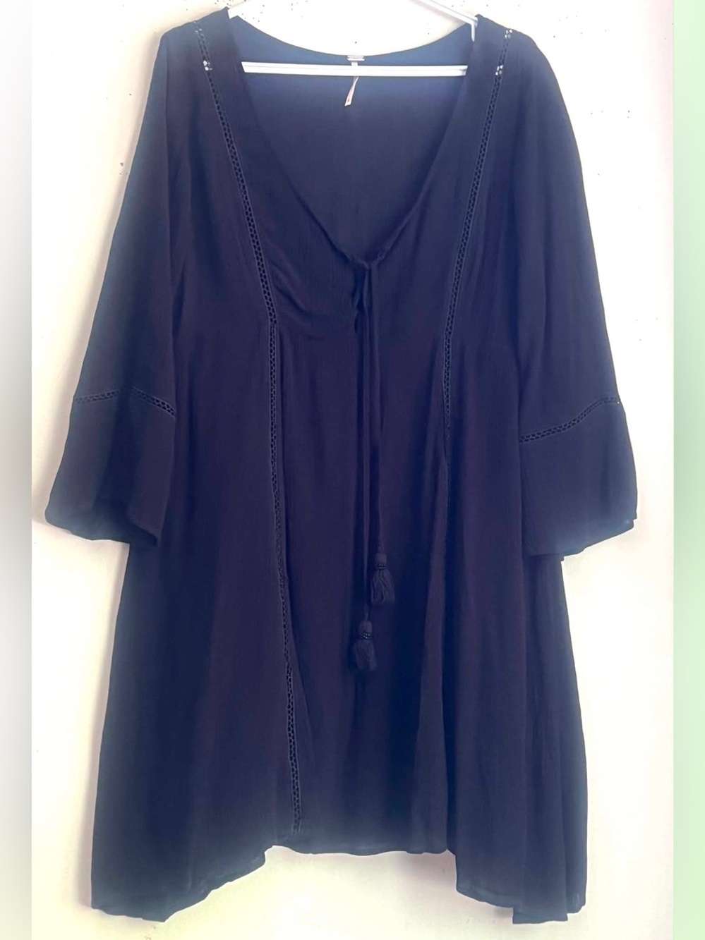 Harlow Black Tassel V-Neck Tunic Dress